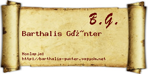 Barthalis Günter névjegykártya